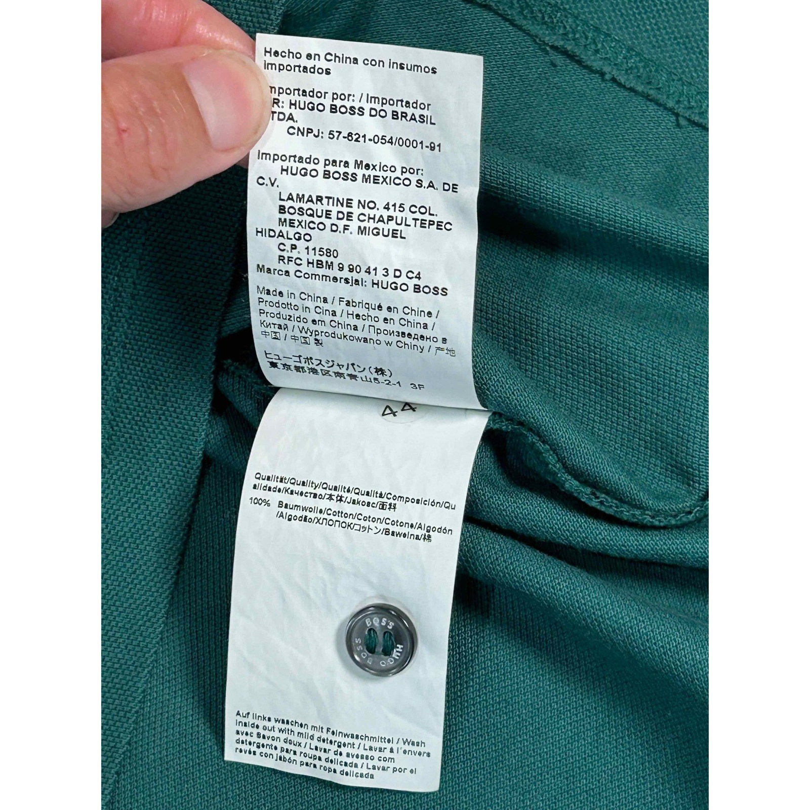 BOSS Hugo Boss XXL Pima Cotton Regular Fit Short Sleeve Green Polo Shirt thumbnail 7