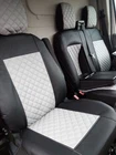 Seat Covers 2+1 FOR FORD TRANSIT CUSTOM 2015 + GREY CENTER Eco Leather RHD