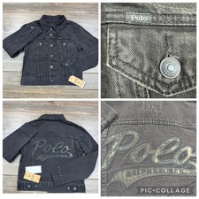 Polo Ralph Lauren Kids Size 8 Denim Jacket Black Camo Logo NWT