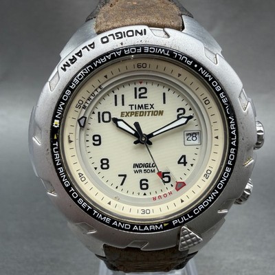 Timex Expedition Shenmue Watch Men 40mm White Dial Silver Tone Alarm New Batt NH