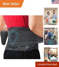 Adjustable Back Brace for Sciatica Lower Back Pain Relief - Large Black