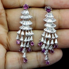 925 Sterling Silver Earrings Round Rhodolite Garnet 3.5mm Gemstone Jewelry