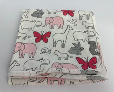 NEW Carters Pink Grey And White Animals Baby Swaddling Swaddle Receiving Blanket