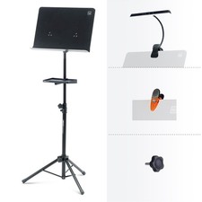 Professional Music Stand with Storage Tray, Height Adjustable 37.8-53.9 in, Blac
