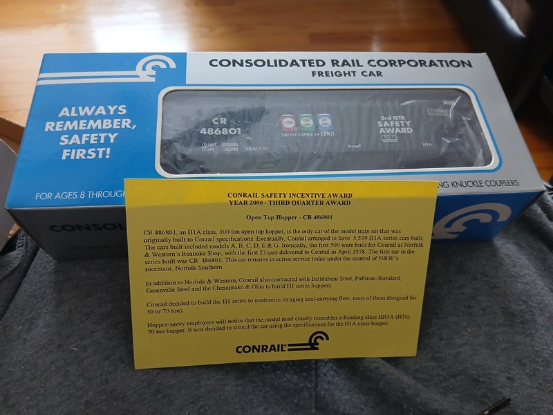 Conrail Hopper W/ Load K621-9012 O Scale Freight Car Safety Award NBO W/ Papers!