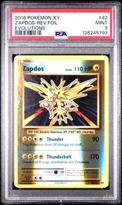 2016 POKEMON XY EVOLUTIONS #42 ZAPDOS-REVERSE FOIL PSA 9