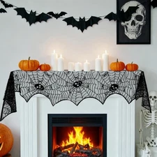 Halloween Mantle Scarf for Table Window Curtain Kitchen Decoration Halloween ...