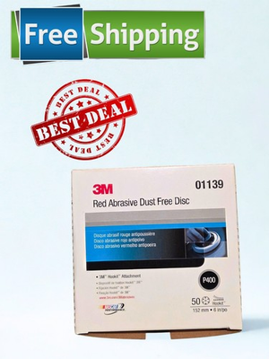 #ad #ad 2 Pack Deal 3M 01139 Red Abrasive Dust Free Discs P400 6quot; Hookit 50 Ct $24.99