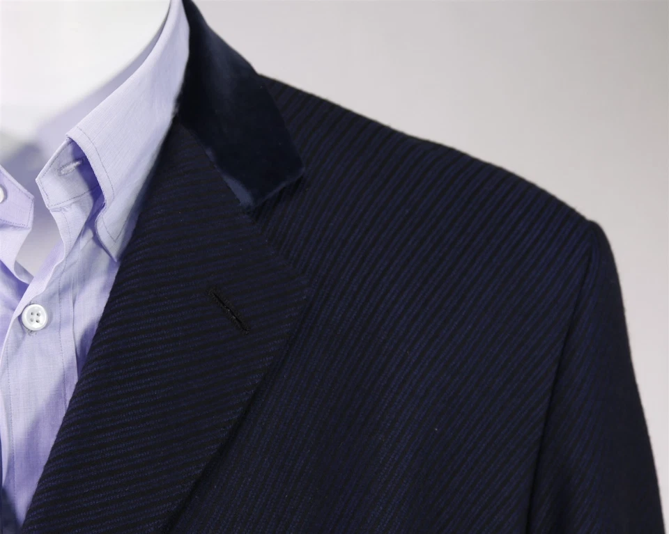 Jack Simpson Bespoke Navy Blue Twill Cashmere Chesterfield Overcoat Coat 44R - Image 4 of 4