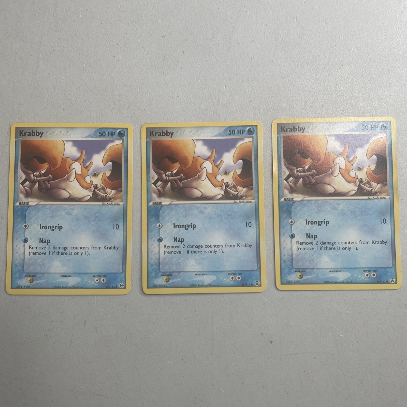 Pokemon TCG 2004 EX FireRed & LeafGreen Card -- Krabby 66/112 (x3)