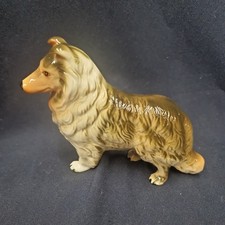 Vintage Ceramic Collie Dog Figure Great  Condition Brown & White #11