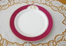 Vintage Syracuse China O.P.CO S.H. 6 3/4" Plate Maroon Gold ~