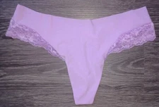 Vs lace trim no show thong panty NEW SIZE Large Lavender 