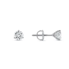 1/2 Ct Round Created Diamond Earrings Studs Real 14K White Gold Screw Martini