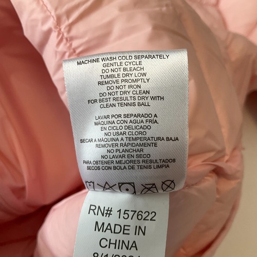 Eddie Bauer Down Jacket Girls Size L 10/12 Pink Packable Long Sleeve Full Zip - Picture 16 of 17