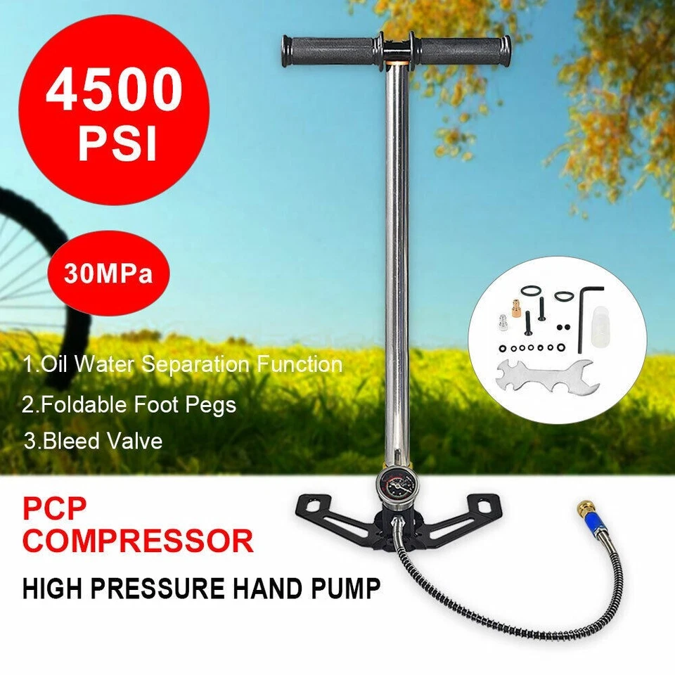 MARKENLOS 4500 PSI Luftpumpe Air Gun Pump PCP Handpumpe Hochdruck Luftgewehre Standpumpe