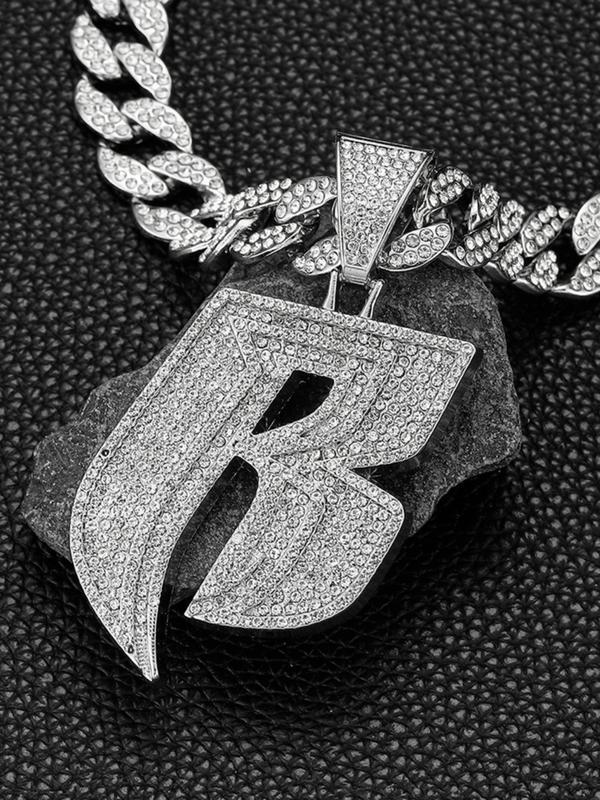 Silver Plated Ruff Ryder Pendant & Iced Cubic Zirconia Chain
