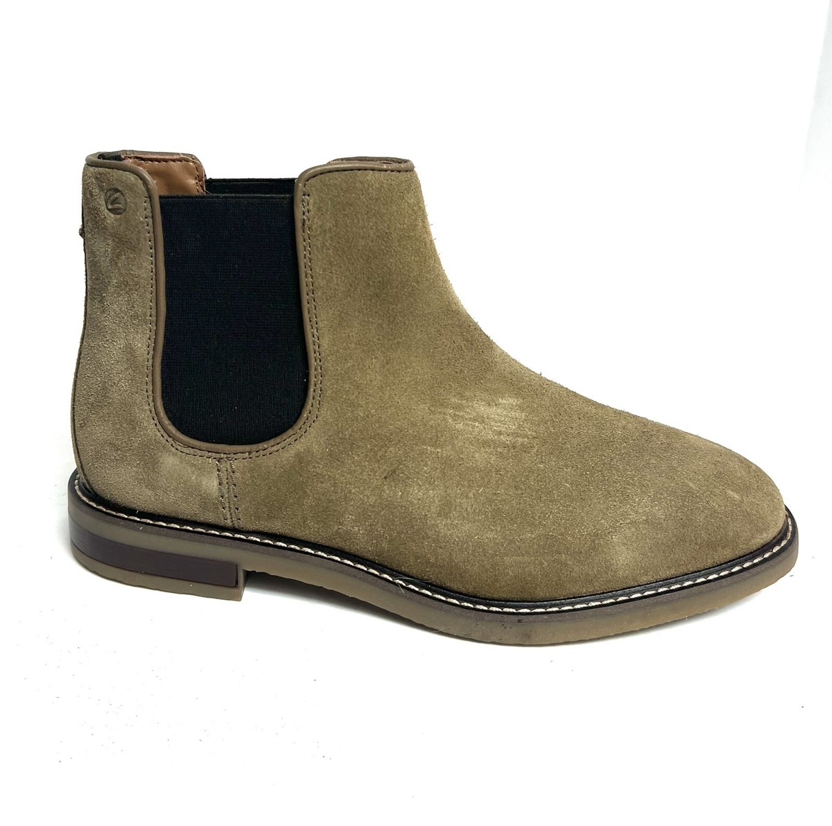 Clarks Mens Jaxen Chelsea Boot Taupe Suede 8.5Wide | eBay