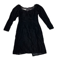 Vintage 80s Gunne Sax Jessica McClintock dress 10 black velour long sleeve