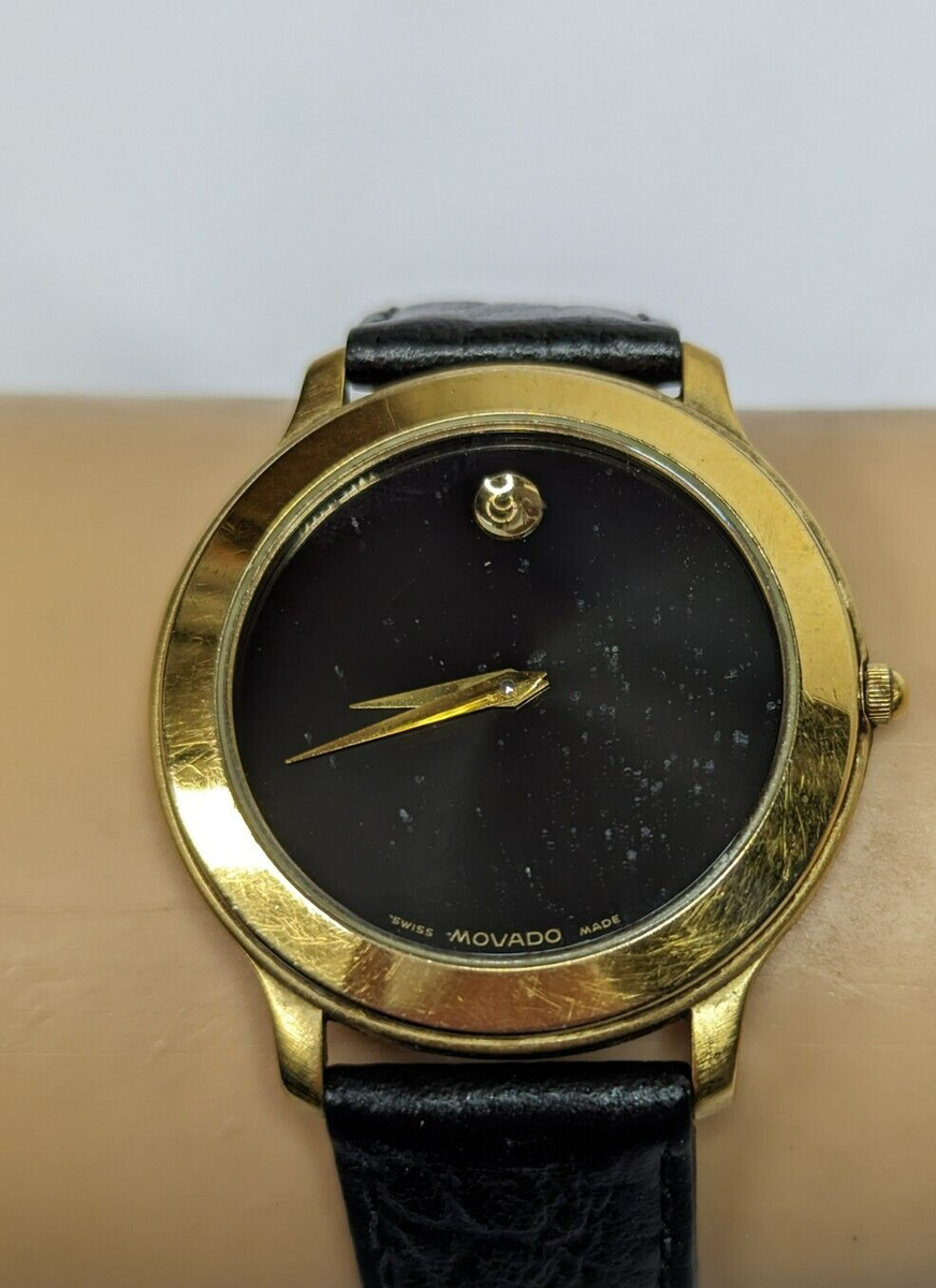 Vintage MOVADO Men's Wristwatch New Battery Scratch on Bezel