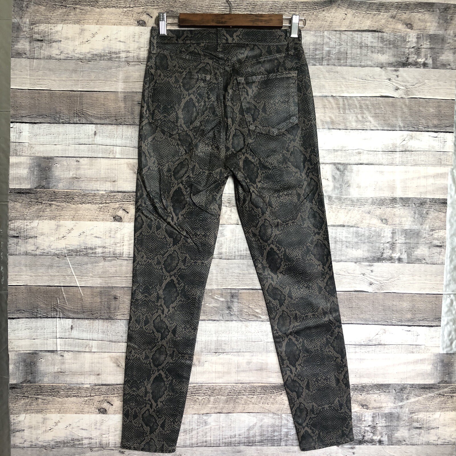 J Brand 'Lillie' Coated Snake-Print Crop Skinny Jeans, Coated Boa