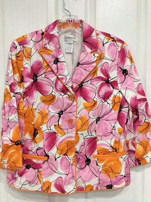 Women s Size 10   Chadwicks  Multi-Color Floral Print Fully Lined Blazer