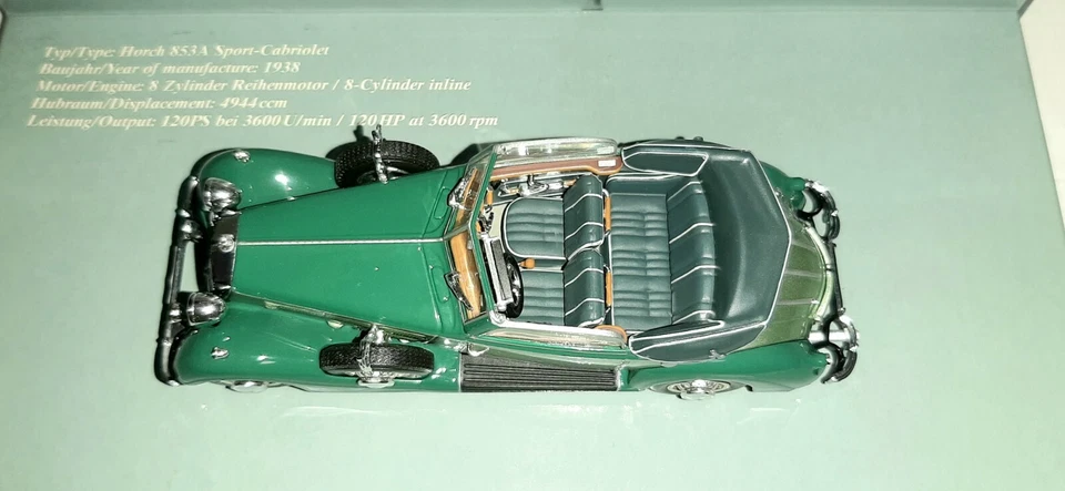 HORCH 853 CABRIOLET 1938 436 012034 MINICHAMPS SCALA 1/43 - Immagine 2 di 3