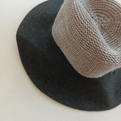 Hinge Knitted 100% Wool Fedora Hat Gray Black One Size  display picture 3