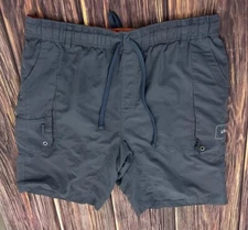 Life Is Good Mens Size Large Swim Trunks Blue Pull On Mesh Lined Cargo Shorts