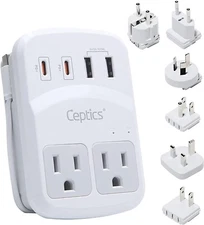 Ceptics World Travel Adapter US Outlets for Europe, UK, China, Australia, Japan