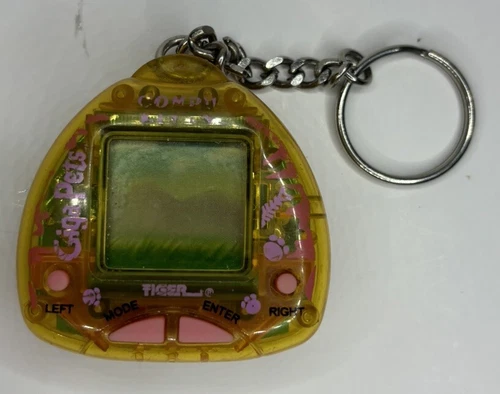 TESTED WORKING! Vintage 1997 Giga Pets Compu Kitty Tiger Yellow Virtual Pet