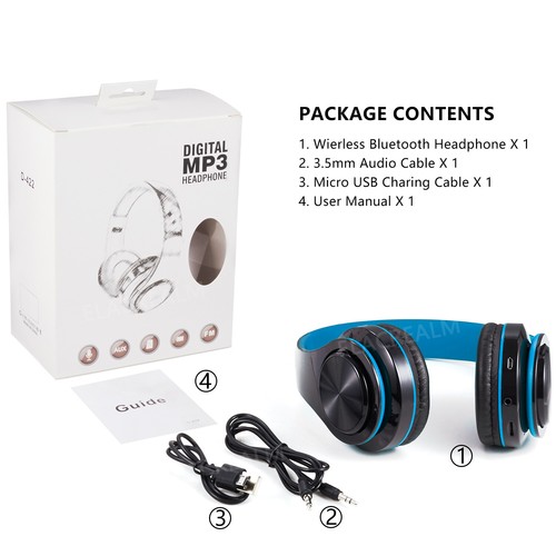 Blue Wireless Bluetooth Foldable Headphones Over Ear Hi-Fi Stereo Headset PC TV - Picture 12 of 12
