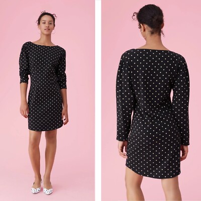 La Vie Rebecca Taylor Estelle Dot Jersey Dress Size S Black Combo Gold  Polka Dot | eBay