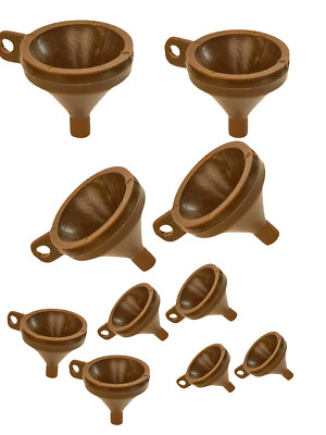 Set of TEN Black Powder Funnels - For Musket, Muzzleloader, Rifles - 1.5'' Brown