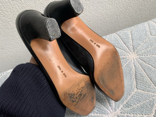 SALVATORE FERRAGAMO Vera Heels Pumps Size 7 .5 B US Crocco Black Made In Italy - Picture 9 of 14