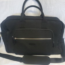 Vera Bradley Womens Black Zipper Microfiber Weekender Travel Duffel Bag