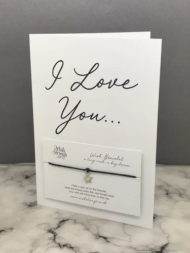 Wishstrings Greeting Card With Bracelet - I Love You