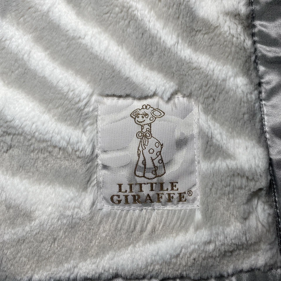 Little Giraffe Lovey Zebra 2016 Blanky Security Blanket Gray Silver Trim 15"x15" - Image 3 of 4