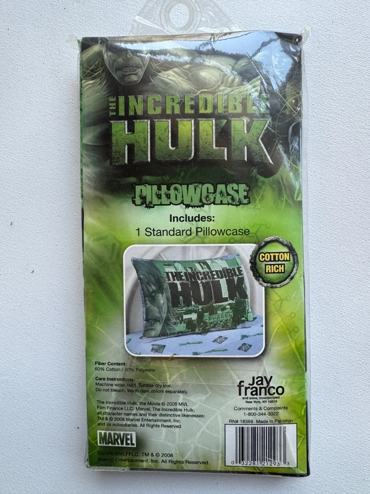 Marvel The Incredible Hulk Cotton Rich Standard Pillow Case New Jay Franco - Image 3 of 3