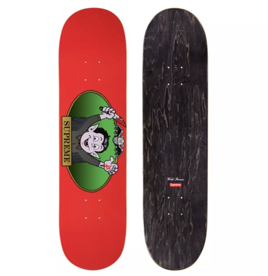 SUPREME VAMPIRE BOY SKATEBOARD (ROUGE) SS21 KAWS CRAIE LOGO SMURFS KERMIT DECK