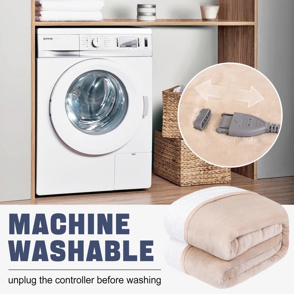 Heated Electric Throw Blanket Fleece Sherpa Reverse 9 Heat Settings Auto Cut Off - Image 2 of 4