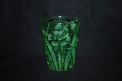 RARE VICTORIAN NORTHWOOD GREEN OPALESCENT DAFFODIL TUMBLER C1903 - Picture 4 of 5