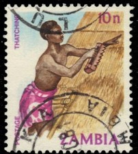 ZAMBIA 244 (SG341) - Cultural Heritage "Roof Thatching" (pf95264)