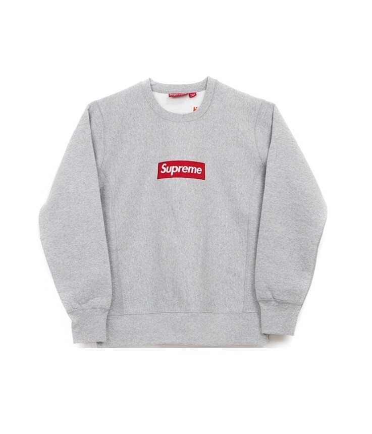Supreme FW15 Box Logo Crewneck Crew Sweater Large Grey Red DS 