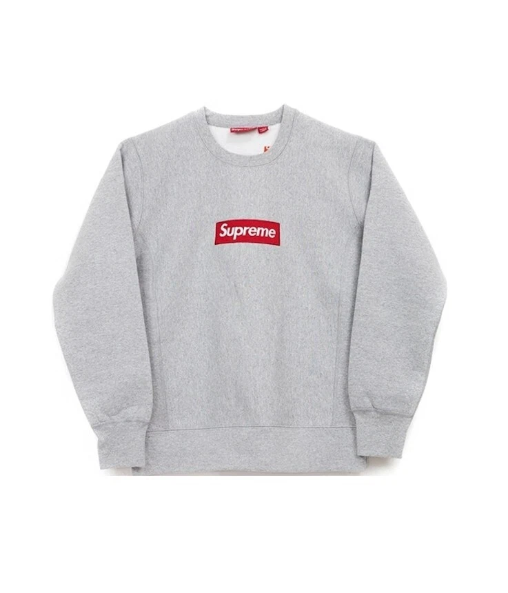 Supreme FW15 Box Logo Crewneck Sweater Grand Gris Rouge DS Skate Street Occasion