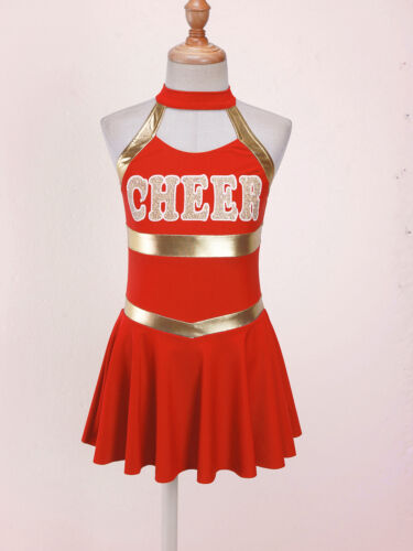 Kids Girls Cheerleading Uniform Sleeveless Dress Cheer Leader Costume AU - Picture 32 of 63