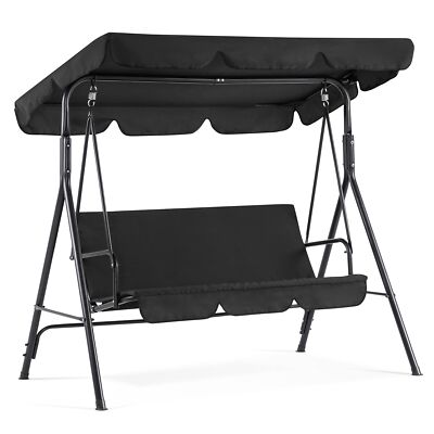 MCombo 3-Person Outdoor Patio Swing Chair, Convertible Canopy Hanging Swing Glid