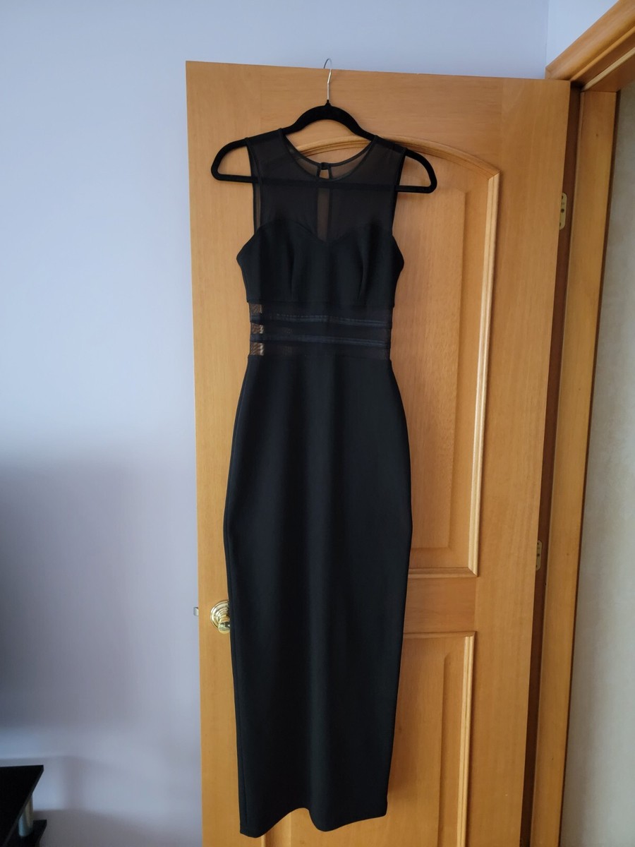 Rampage Black Mesh Panels Sleeveless Floor-length Evening Gown Size M