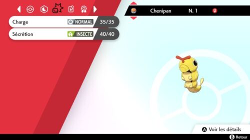 Chenipan shiny Niveau 1 6 IVs + Masterball sur Pokémon Épée et Bouclier