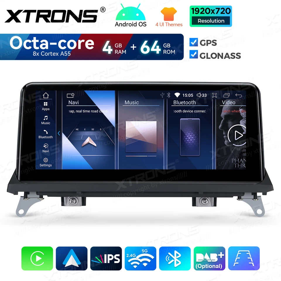 10.25" Android 14 Car GPS Radio Stereo Navi 4+64GB BT for BMW X5 X6 E70 E71 CIC - Imagem 3 de 4